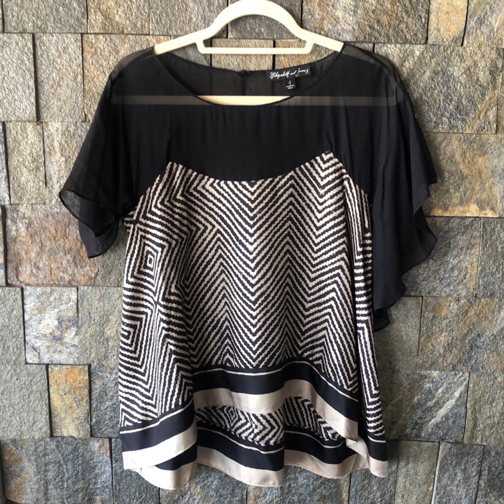 Elizabeth and James Black & Gold Silk Blouse S